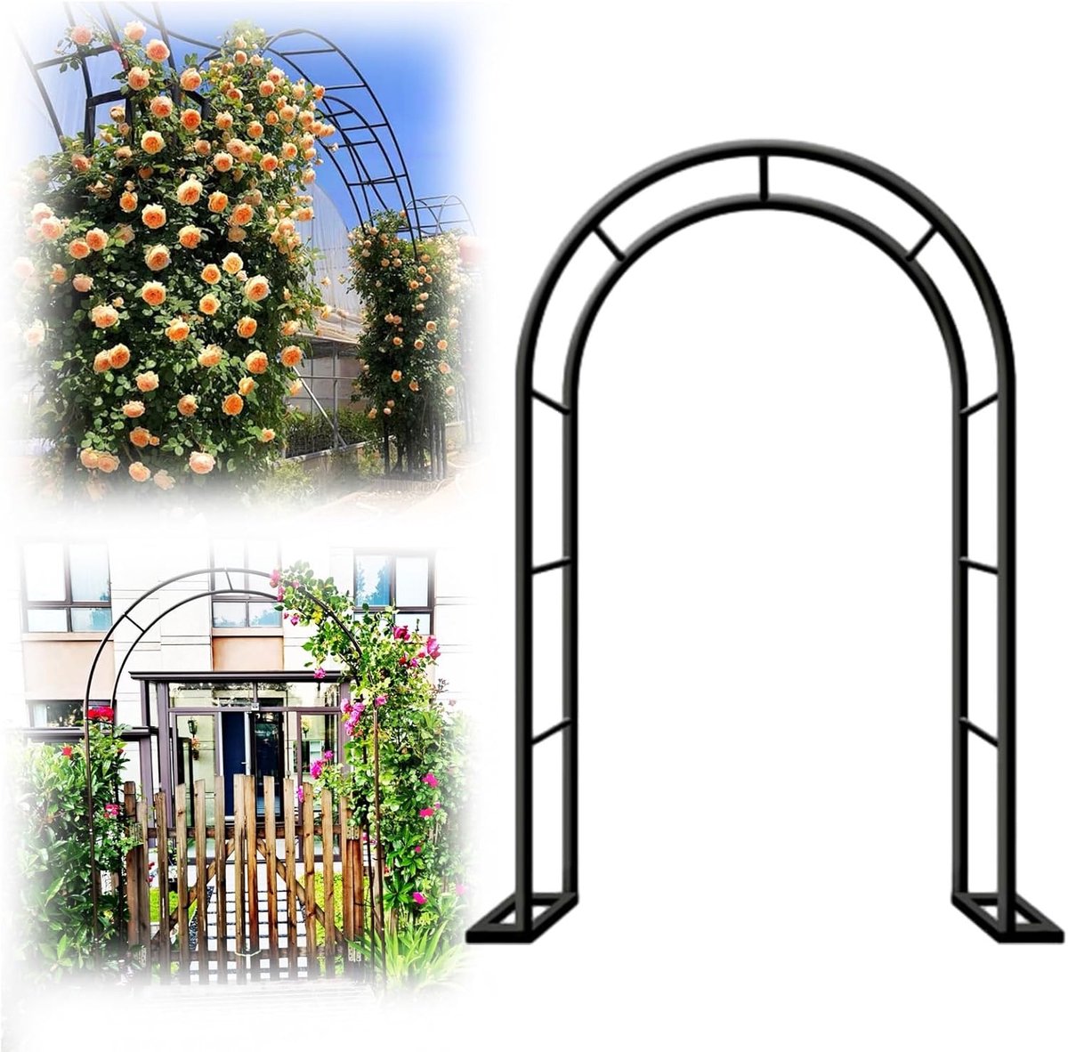 Metalen Tuinboog - Rozenboog Klimplanten - Tuin Decoratie - Weerbestendige Coating - 2.3 x 2 x 0.4 m - Zwart