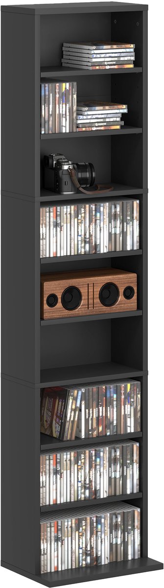 HOMCOM CD-opbergkast - Spaanplaat - 33x24x140cm - Zwart