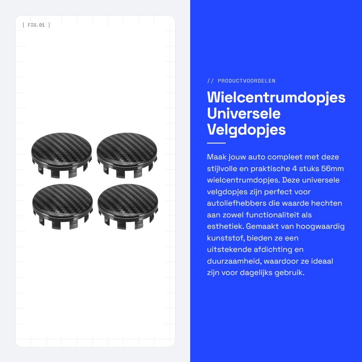 Dailygoods- Velgdopjes 4 Stuks - Zwart - Kunststof - Universele Wielcentrumdopjes - Buitendiameter 56 mm - Hoogte 17 mm - Wieldoppen