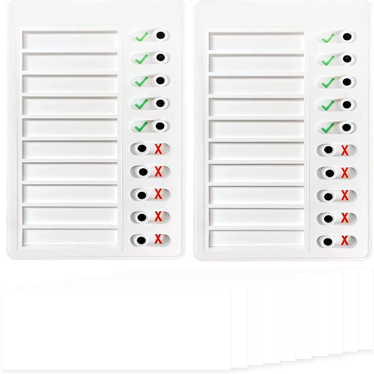 Dailygoods- Checklist Herbruikbaar - Memo Kaartschema - Notitieblok met 10 Blanco Pagina's - Schuifregelaar - Set van 2 Stuks - Plastic - To-do Lijst