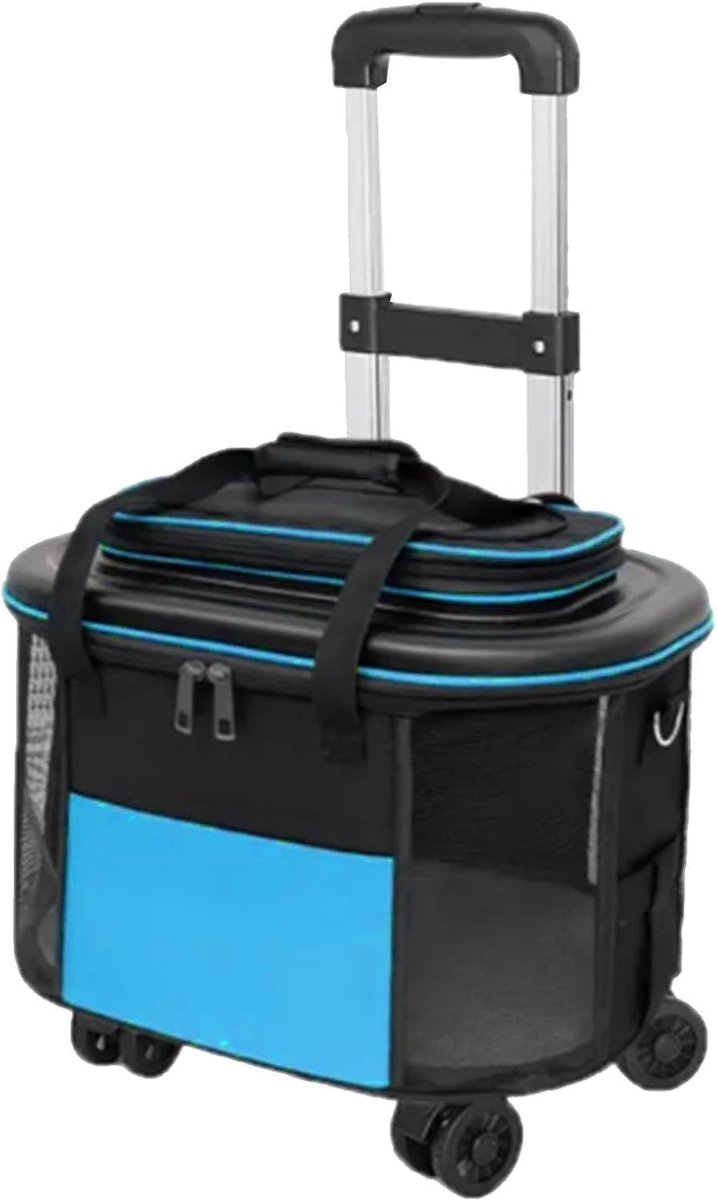 Reiswagentje voor huisdieren - Huisdier trolley - Comfortabel reizen - Ventilerend en stevig - 800 Grams - Blauw
