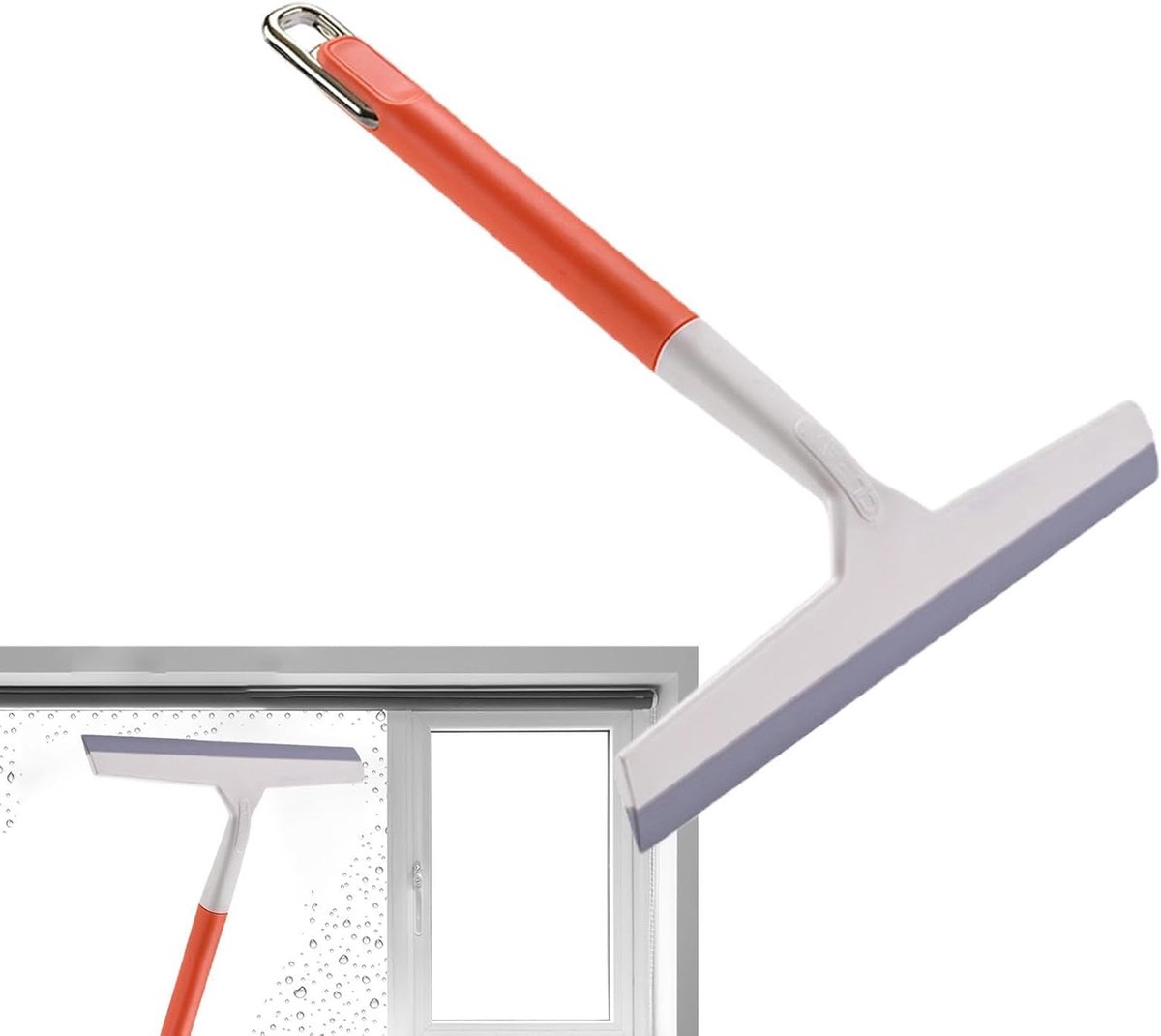 Raamwisser - Glasreiniger - Douche reinigen - Niet-afglijdend handvat - 27.5 cm - Oranje