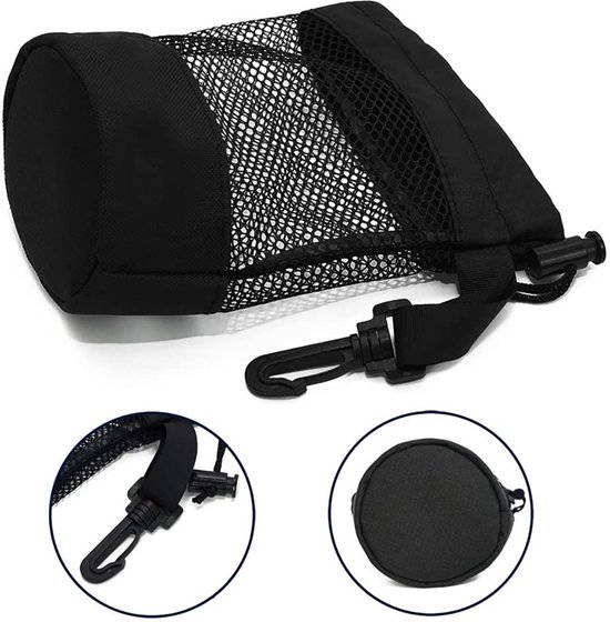 Net golftas nylon mesh - golfbaltas met trekkoord en opberghouder voor golfballen van Merkloos — afbeelding 4
