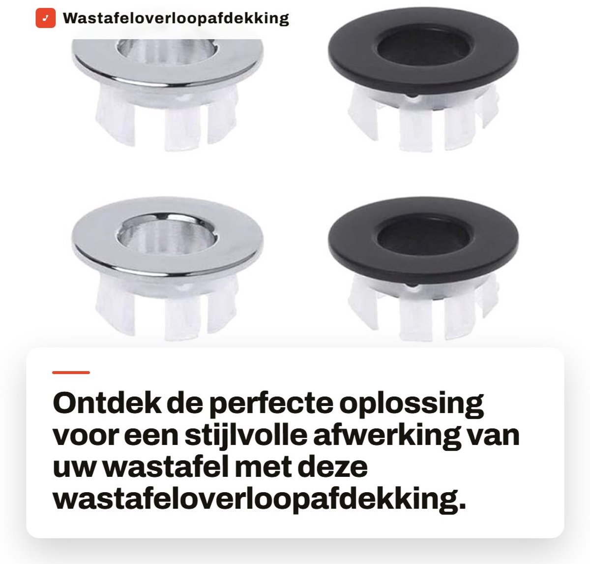Dailygoods- Wastafeloverloopafdekking 6 Stuks - Ronde Overloopring - Gootsteenoverloopafdekking - Zilver/Zwart - Geschikt voor 22mm-24mm Gat - Materiaal: Koper/Kunststof - Gootsteenoverloop