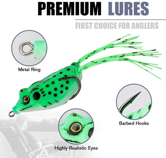 Dailygoods- Swimbait Bionisch Ontwerp - Zachte Kikker - Topwater Lokt - Onkruidloos - 5 Stuks - Dubbele Haak - Kunstaas van Dailygoods — afbeelding 5