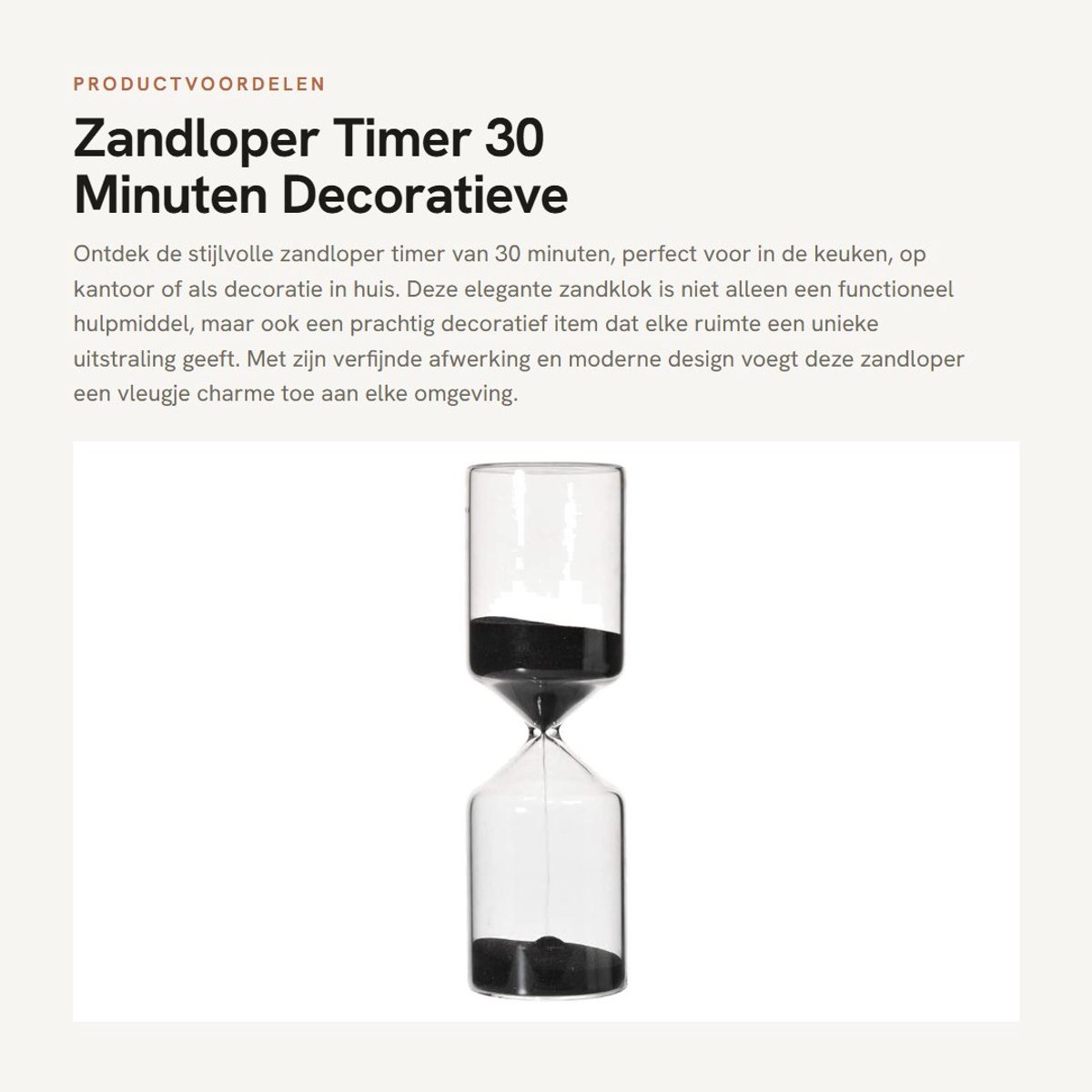 Dailygoods - Zandloper Timer - 30 Minuten - Decoratieve Zandklok voor Keuken en Onderwijs - Zwart - Geschikt voor Thuis en Kantoor