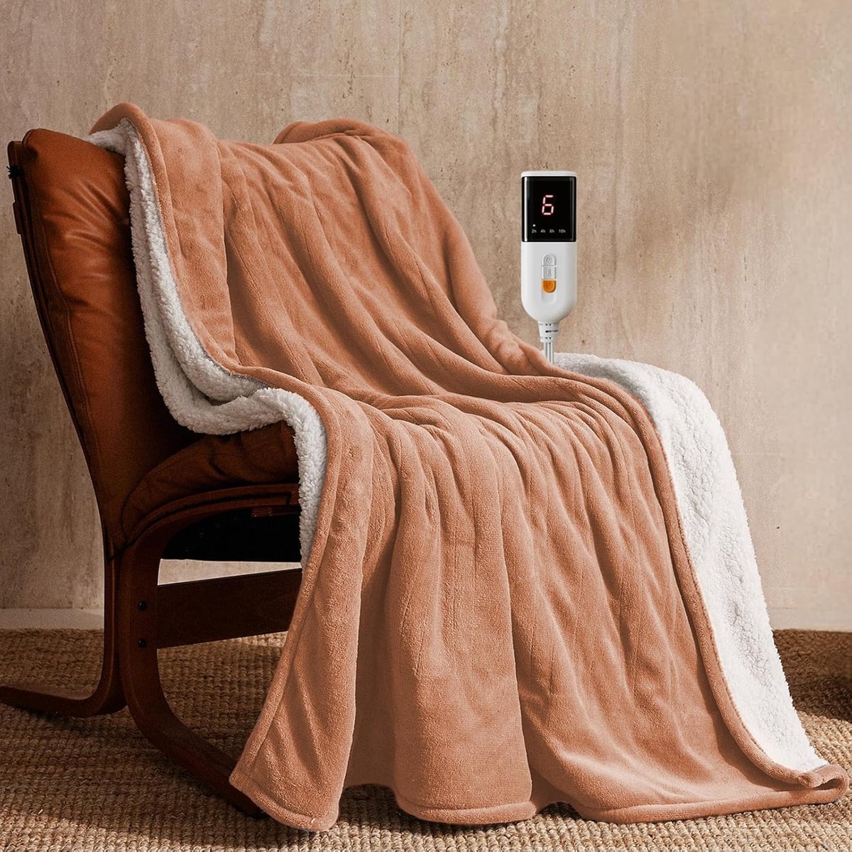 Elektrische Deken - Verwarmde Plaid - Gezellig Warm Blijven - 6 Warmte-instellingen - 130x180cm - Oranje