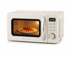 Swiss Haus® MW20 Magnetron Vrijstaand - 20L – 700W Digitale Solo Microgolfoven – Retro Microwave Vintage Design – Auto Cook & Ontdooifunctie – 11 Verwarmingsstanden - Beige
