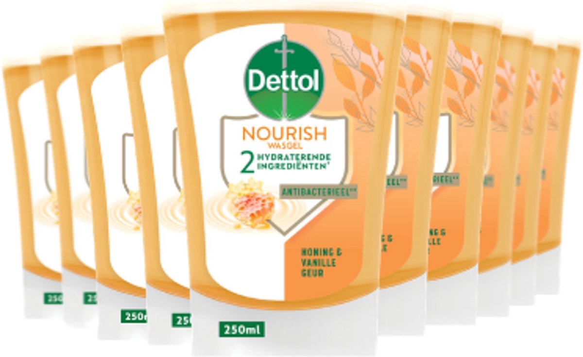 Bol.com Dettol No-Touch Navulling Handzeep - Extra Care Honey & Sheabutter 250ML - 10 Stuks - Voordeelverpakking aanbieding