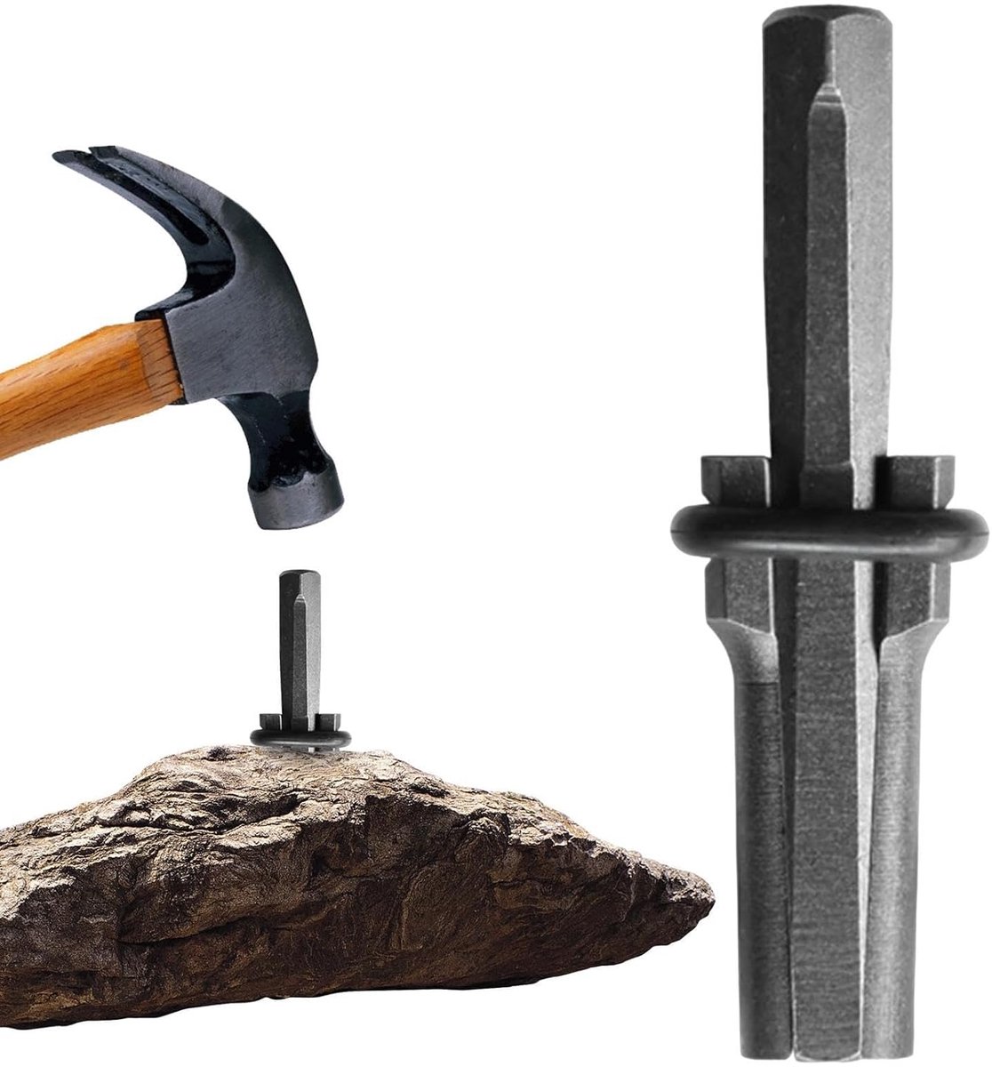 Stenen Splijtwegen - Steenbeitel Handgereedschap - Stenen Delen - Robuust IJzeren Ontwerp - Ca. 105mm - Zilverkleurig