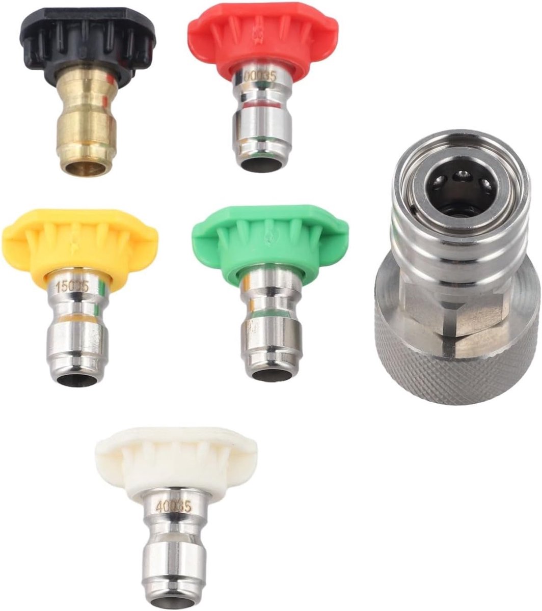 Hogedrukreiniger Adapter - Slang Connector - Auto Wassen - Roestvrij Staal - 6 Delig - Zilver