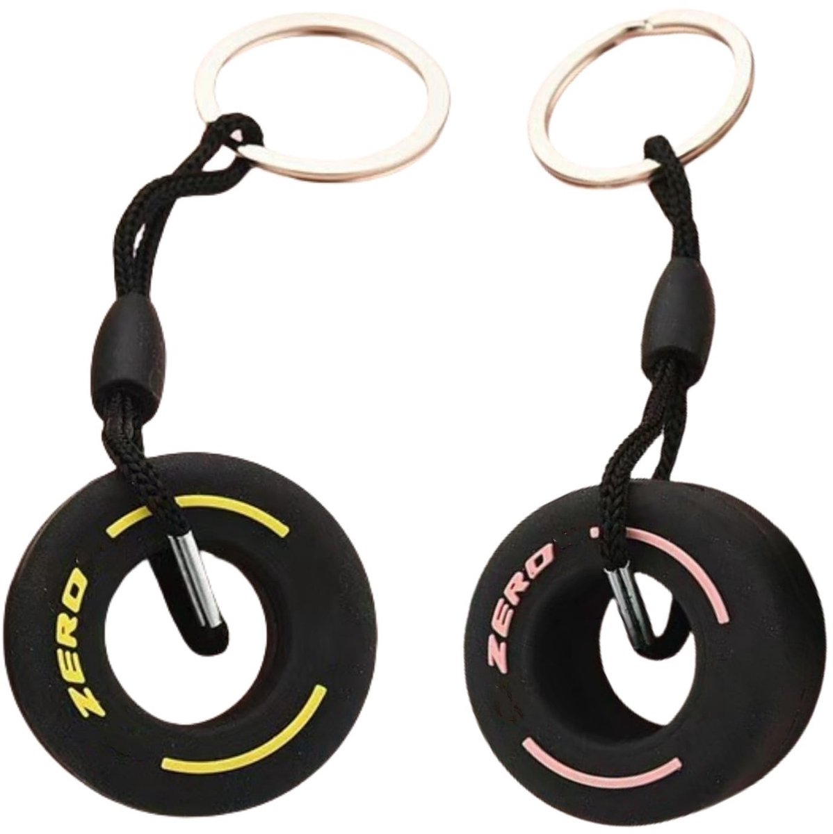 Dailygoods- Sleutelhanger 2 Stuks - Rubberband Sleutelhanger - Autosleutelhanger - Uniseks - Racing Design - Zacht Rubber - Autosleutelring