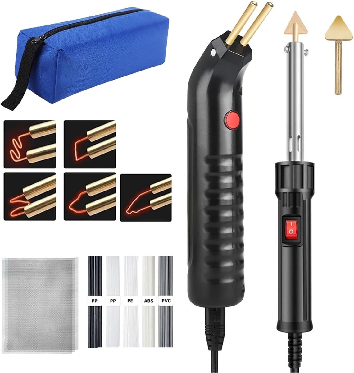 Kunststof Lasapparaat - Reparatieset - Kunststof Repareren - Snelle Opwarming - 100W Vermogen - Zwart/Rood