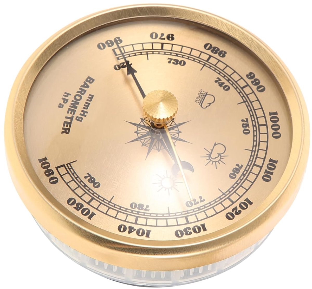 Barometer Weerstation - Luchtdruk meter - Weer voorspellen - Grote wijzerplaat - 7 x 7 cm - Goud