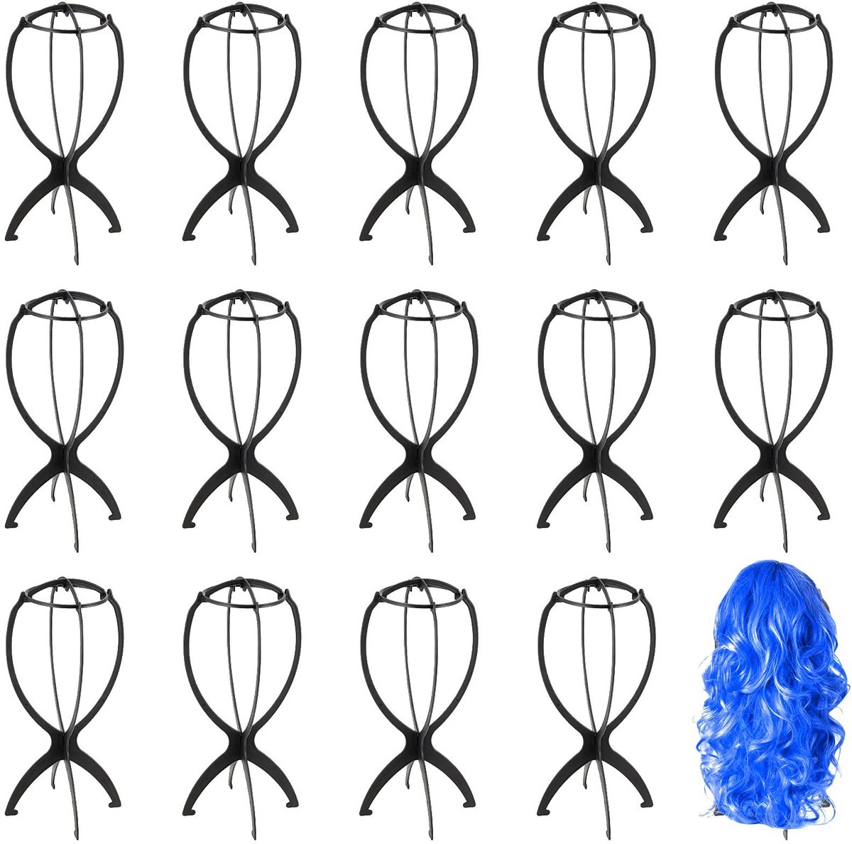 Dailygoods- Pruikstandaard 36 cm - Afneembare Pruikhouder - Zwarte