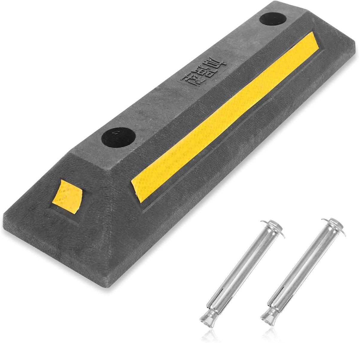 Rubberen Parkeerstopper - Wielstop Garage - Veilig Parkeren - Versterkte Basis - 48 x 14 x 7.8 cm - Zwart