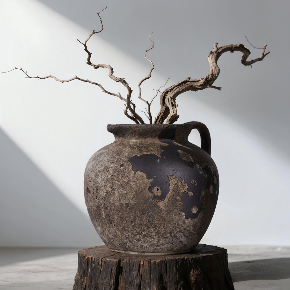 Dailygoods- Vaas Vintage Rustiek - Aardewerk Bloemenvaas - 20 cm Hoog - Wabi Sabi Decor - Onderhoudsvriendelijk - Terracotta Decor
