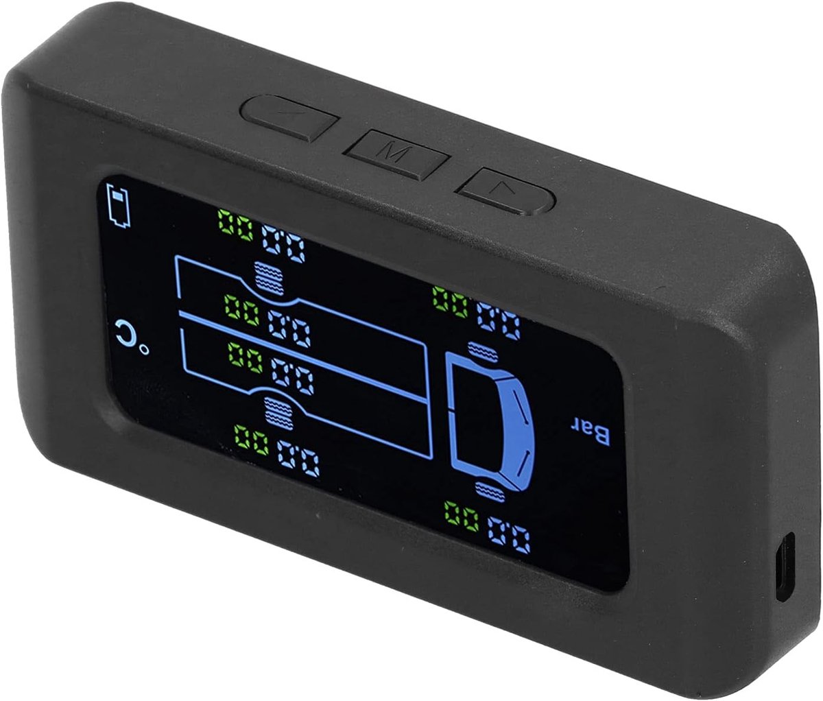 Bandenspanningsmeter - Banden controle - Veilig Rijden - Solar en USB - 0-8.5 Bar - Populair