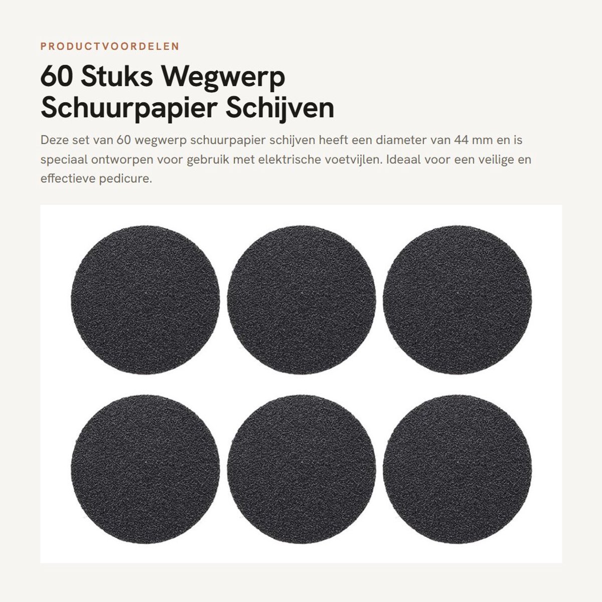 Dailygoods - 60 Stuks Wegwerp Schuurpapier Schijven voor Elektrische Voetvijl, 44mm