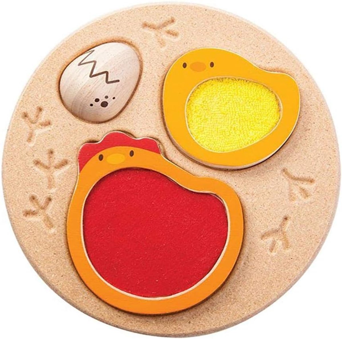 Kip Puzzel - Houten Puzzel - Leren en Spelen - Levenscyclus Educatief - 3 Stukjes - Houtkleur
