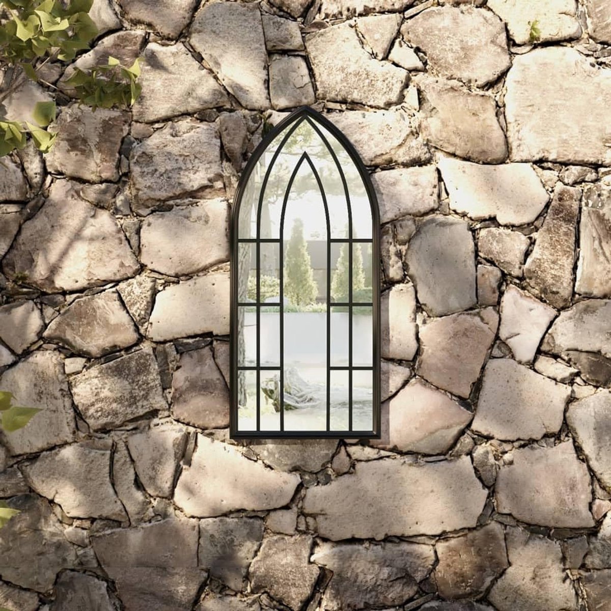 Tuinspiegel Wandmontage - Decoratieve Spiegel - Tuin Verfraaien - Roestlook Ijzer - 70 x 3