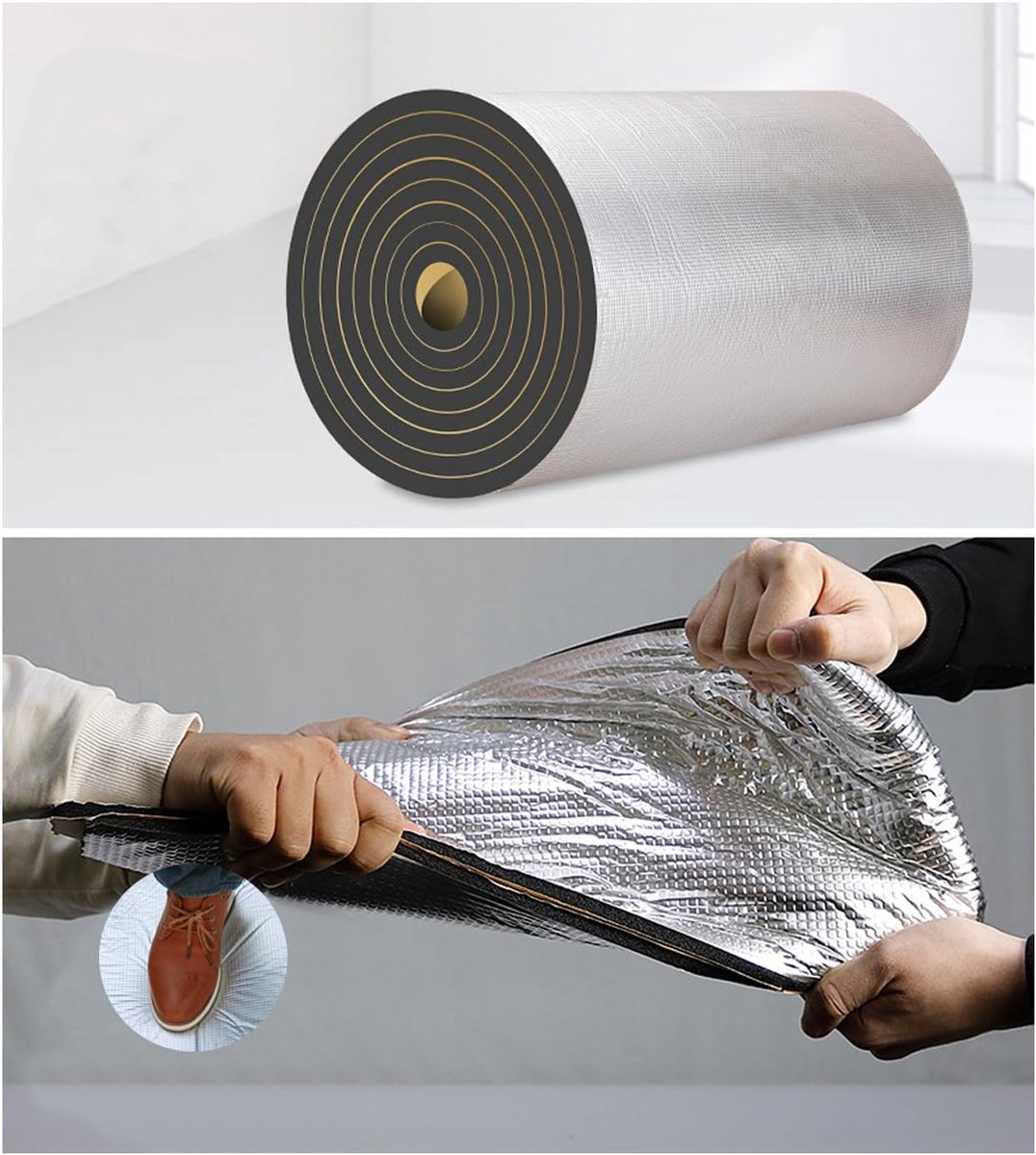 Isolatie katoen - Warmte demping - Geluidsisolatie aanbrengen - Zelfklevende achterkant - 30mm dik 1m2 - Zwart