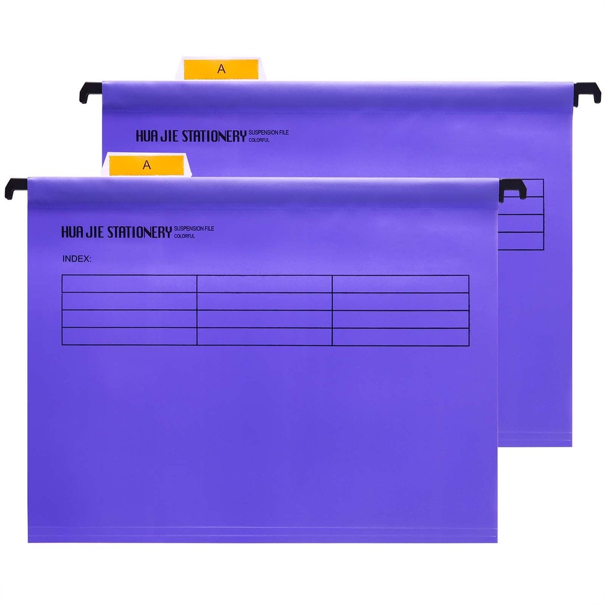 Dailygoods - 12 Stuks Foolscap Hangmappen met Tabbladen en Kaartinzetstukken - Purper