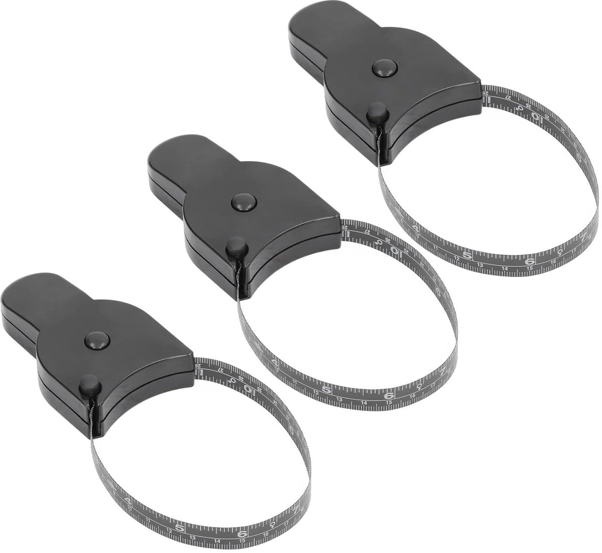 Lichaamsmeetlint Set - Meetlinten Naaien - Lichaamsafmetingen Meten - Intrekbaar met Knop - 3 stuks - Wit