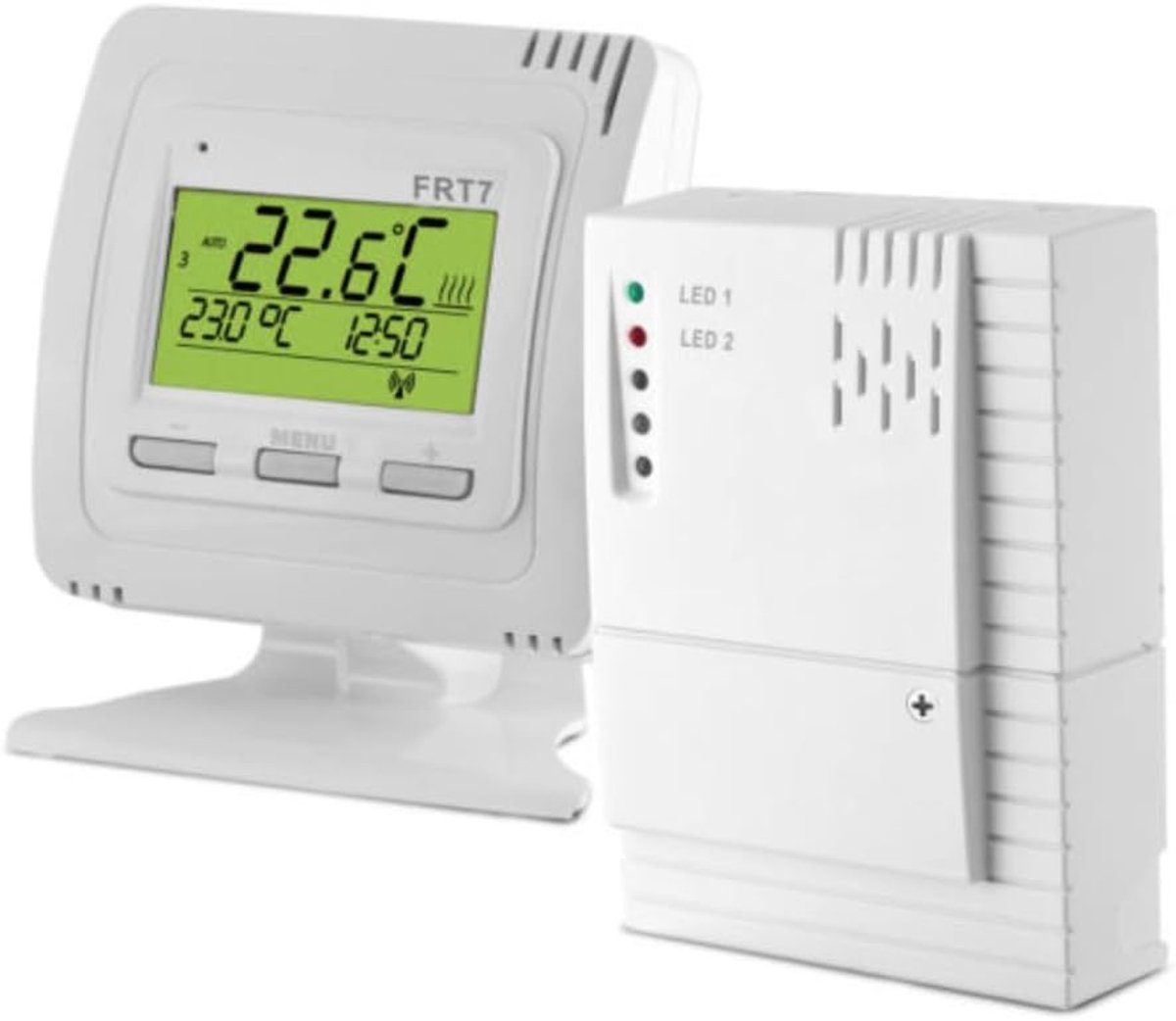 Draadloze Thermostaats Set - Kamerthermostaat Temperatuurregelaar - Energie Besparen - Helder LCD Scherm - 35m Bereik - Wit