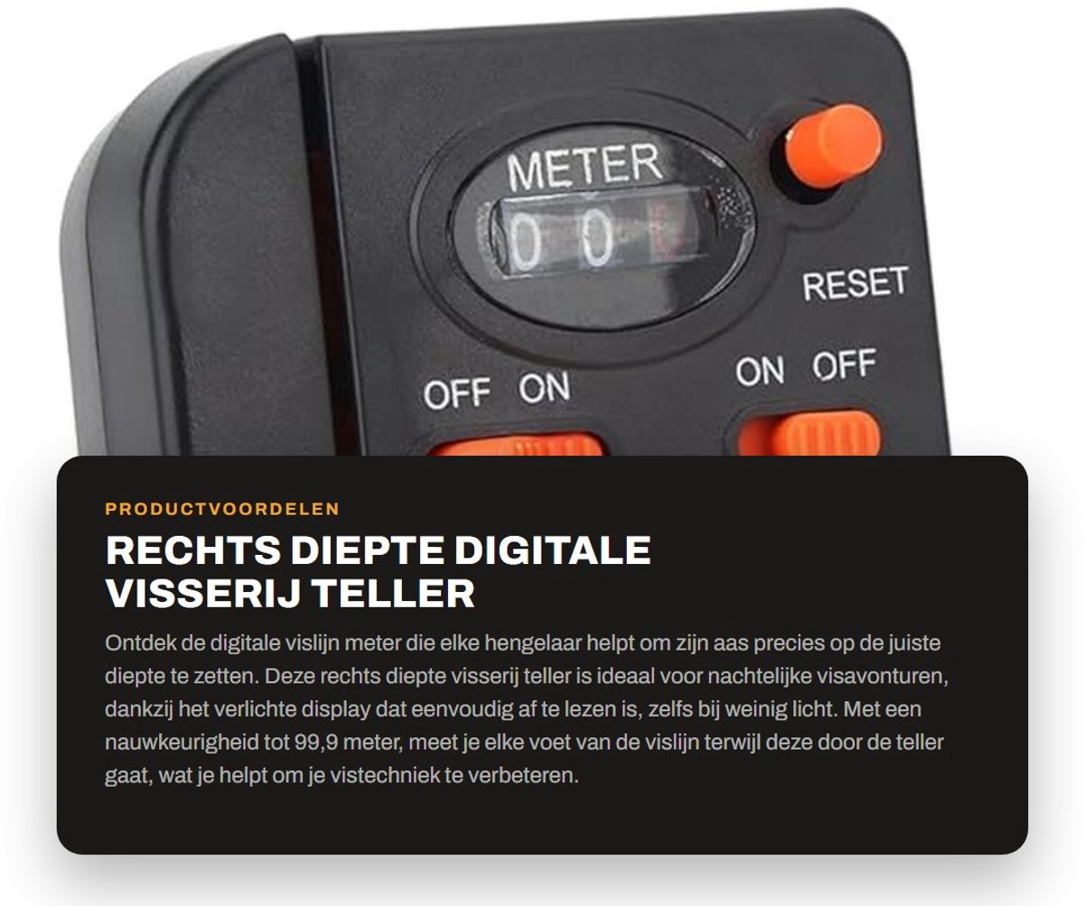 Dailygoods- Vislijnmeter Nauwkeurig tot 99,9 m - Digitale Diepte Teller - Verlicht Display - Hengel Accessoire - Eenvoudig Afleesbaar bij Nacht - Lijnmeter