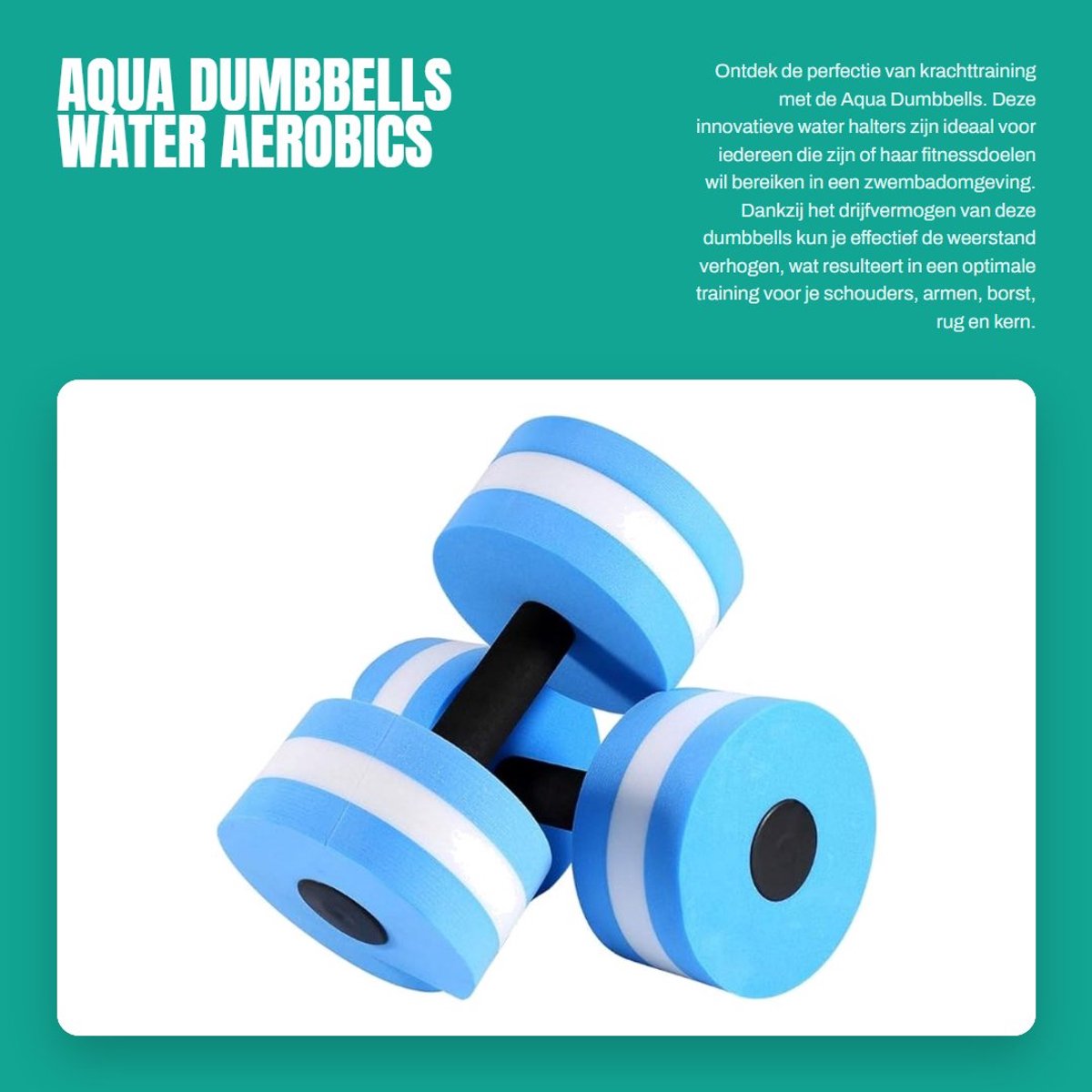 Dailygoods- Aqua Dumbbells - 2 Stuks - EVA Water Aerobics Halters - Krachttraining - Weerstand - Geschikt voor alle leeftijden - Waterdumbbells