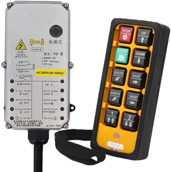 Dailygoods- Kraanafstandsbediening Waterdicht - Dubbele Handgreep - Valbestendig - Zuur- en Oliebestendig - RF-punt 800 MHz - Voor CNC/Liftmachines - Hijscontroller van Dailygoods — afbeelding 2