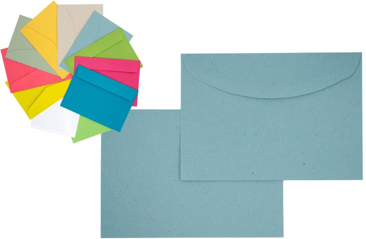 Dailygoods- Envelop Blauw 100 Stuks - DIN C6 - Gerecycled Papier - Zonder Venster - Opbergdoos - Ideaal voor Wenskaarten - Briefomslag