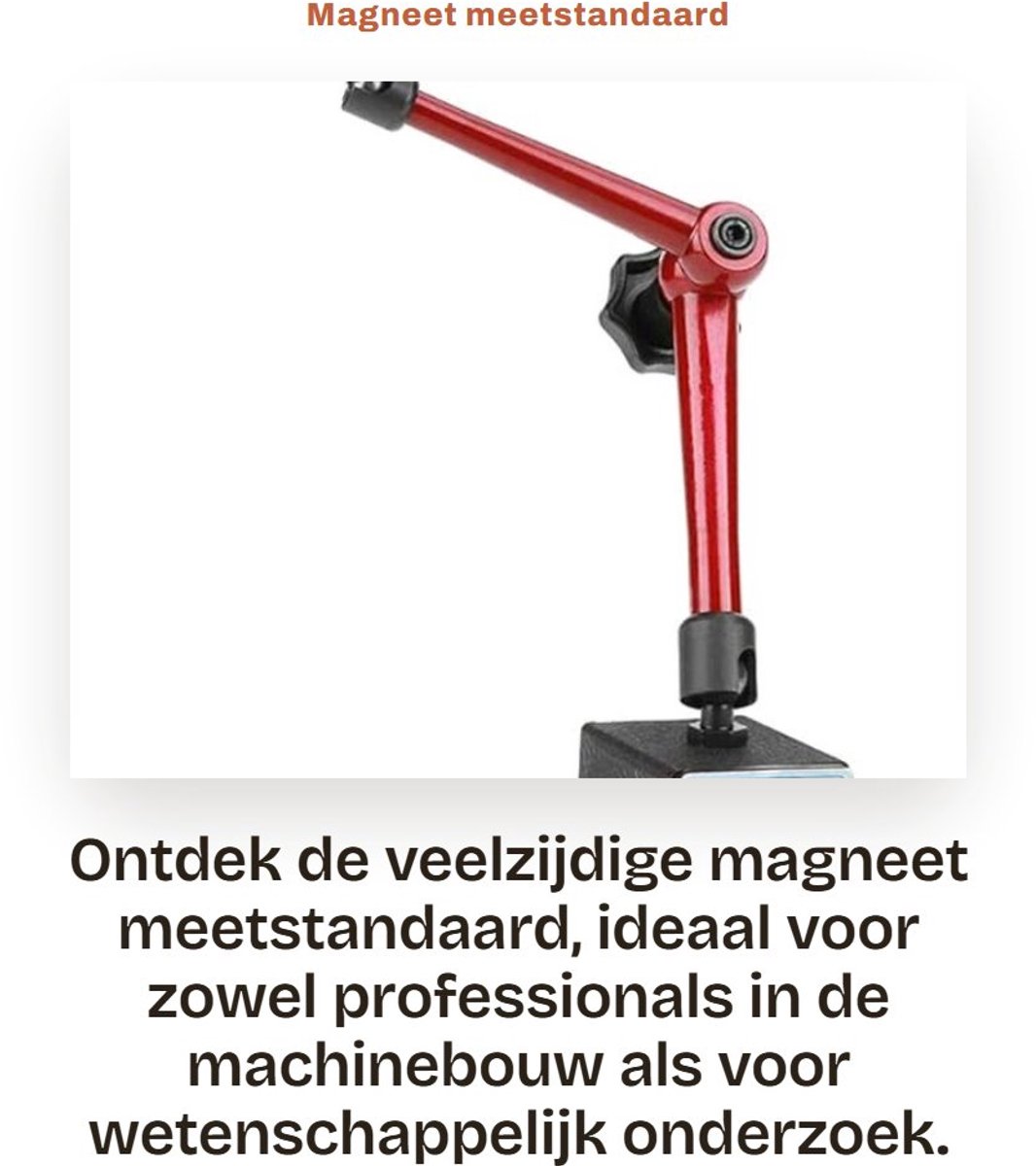 Dailygoods- Meetstandaard Magnetisch - Verstelbare Voethouder - Centrale Klemming - Universele Basishouder - 350 mm - Schokbestendig - Magnetische Houder