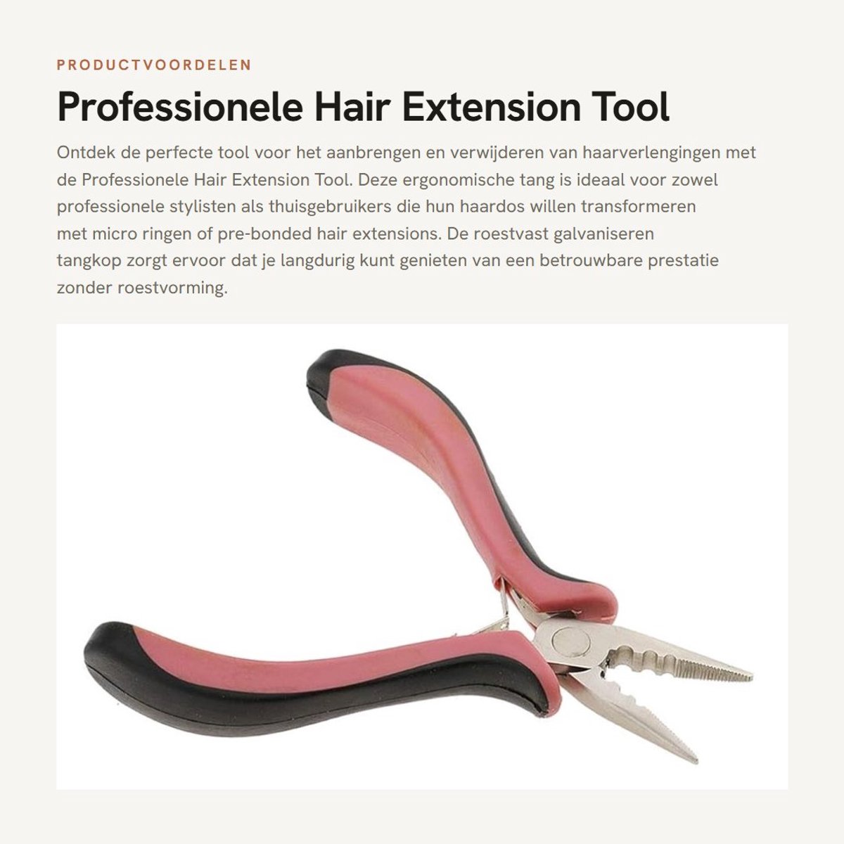 Dailygoods- Hair Extension Tool Professionele Tang - Roestvrij Staal - Antislip Handvat - Geschikt voor Micro Ringen - 13 x 5,5 x 1,5 cm - Inclusief 1 PCS - Haarverlengingstang