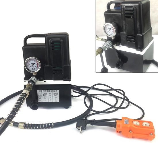 Elektrische Hydraulische Pomp - Oliepomp Hogedruk - Zwaar Werk Uitvoeren - 620W Koperdraadmotor - 3L Olietank - Geel — afbeelding 4