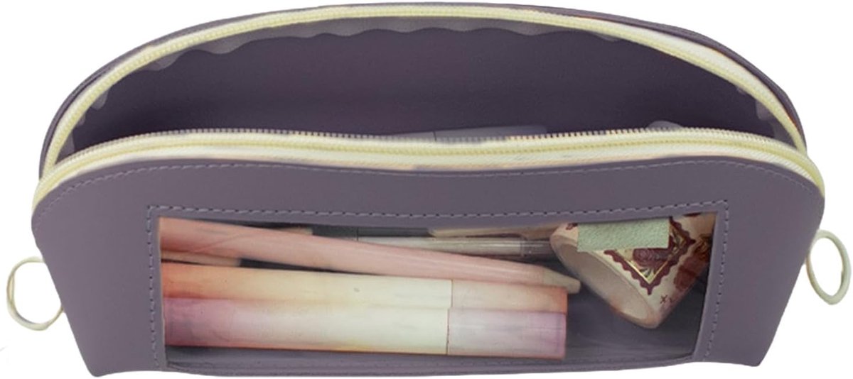 Grote Etui - Opbergtas - Schoolspullen Organiseren - Waterafstotend Leer - 23.5 cm - Paars