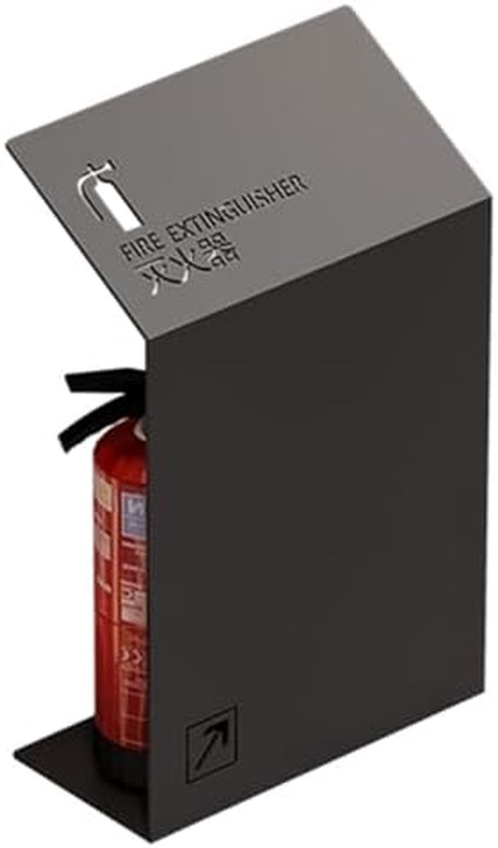Brandblusserkast - Decoratieve Koffer - Veiligheid Opslag - Duurzaam Ijzerontwerp - 35x17x55 cm - Zwart Titanium