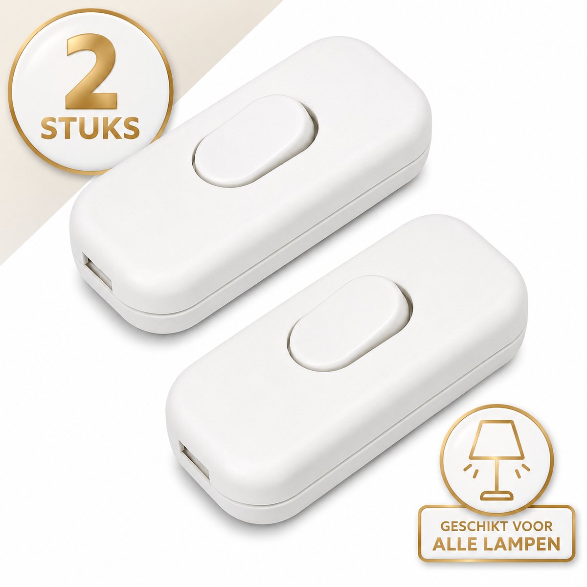 DEGG® - Snoerschakelaar - Wit - 450Watt - 250V - Energie besparing - Premium kwaliteit - 2 Stuks
