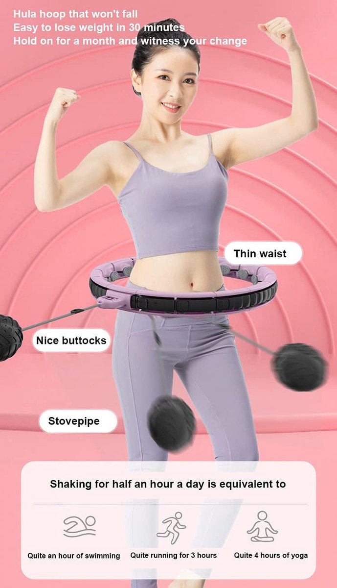 Smart Hoola Hoops - Fitness Ring - Buikspier Training - Verstelbare Maat - 128CM - Wit