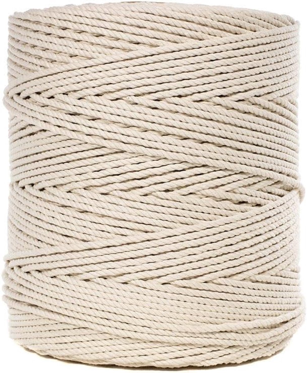 Katoenen Touw - Natuurlijk Garen - Knutselen en Decoratie - 100% Natuurlijk Materiaal - Meerdere Maten - Natuurlijk