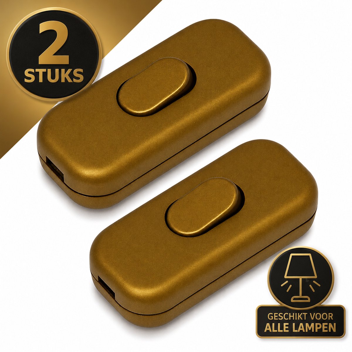 DEGG® - Snoerschakelaar - Goud - 450Watt - 250V - Energiebesparing - Premium kwaliteit - 2 STUK(S)