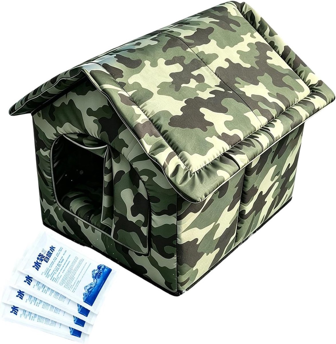 Gekoeld Kattenhuis - Kattenverblijf Koeler - Huisdier Verkoelen - Waterdichte Buitenlaag - 40x35x35cm - Grijs