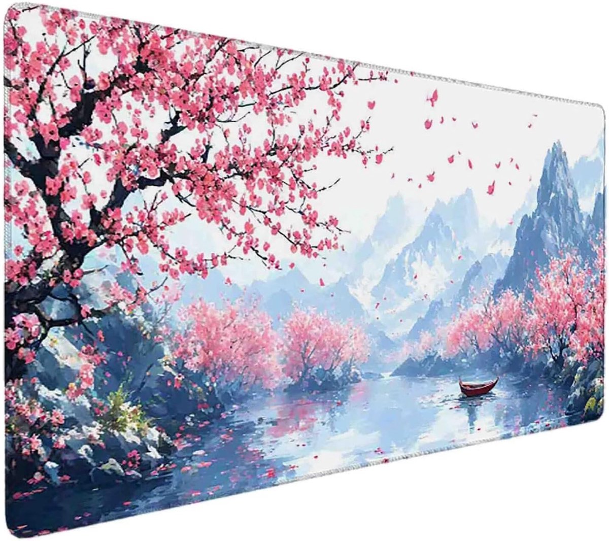 Grijze muismat - Bureaumat bureauonderlegger - Comfortabel werken - Antislip basis glad - 90 x 40 cm - Landschap