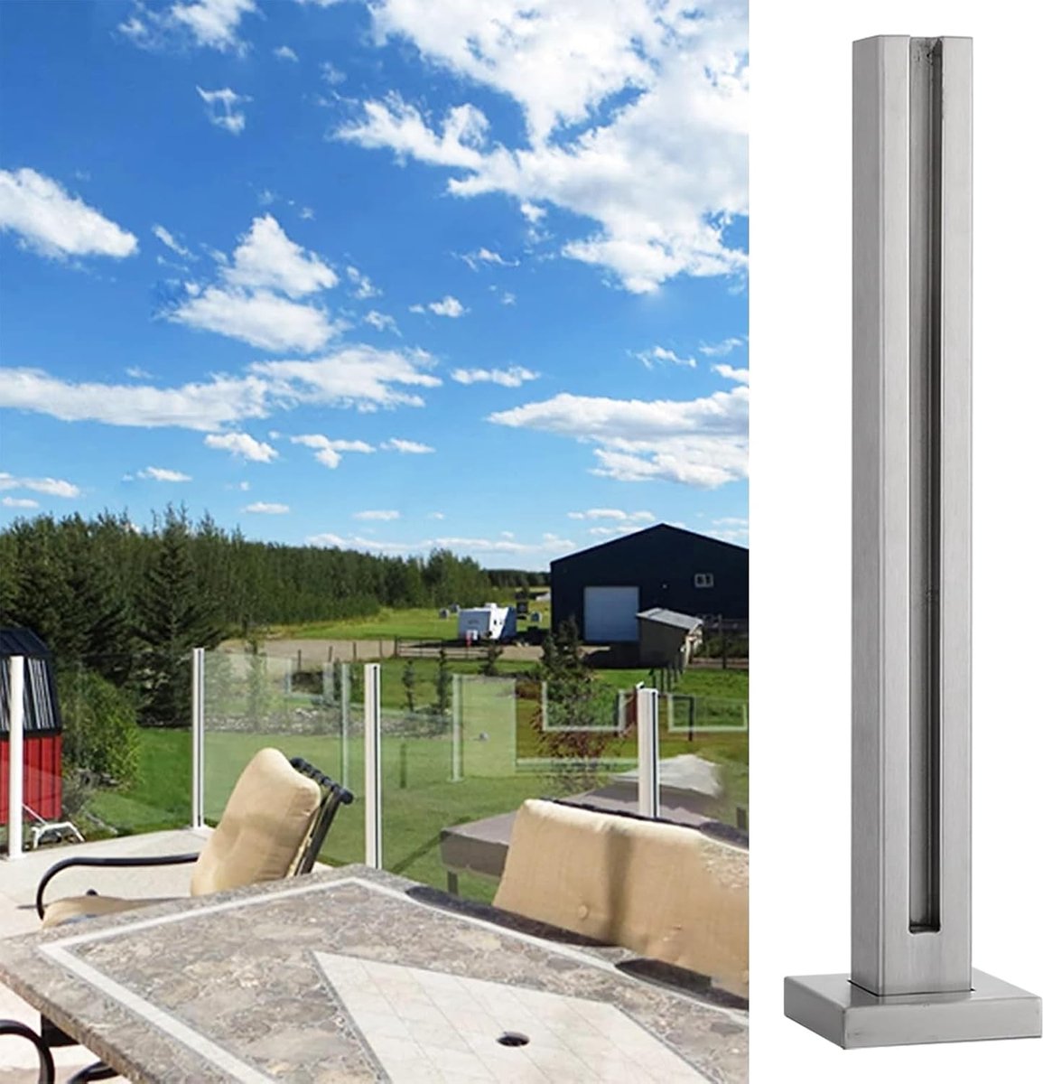 Glazen leuning set - Terras balustrade - Veiligheid verhogen - Roestvrij staal - Voor 10-12 mm glas - Zilverkleurig