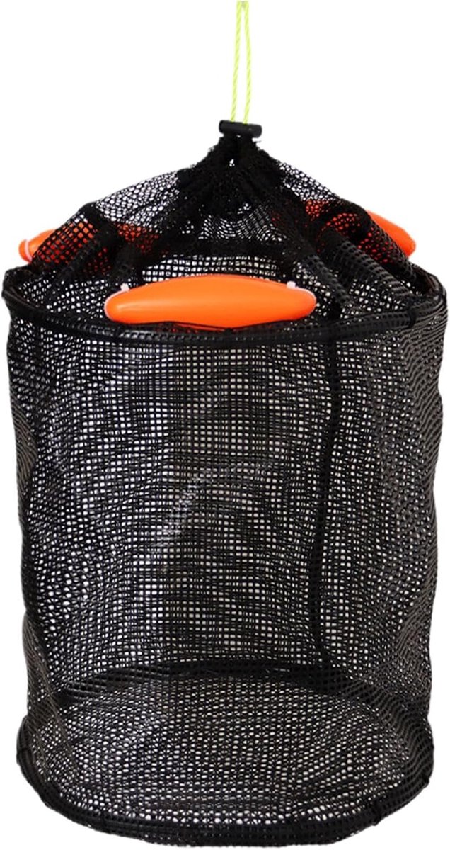 Vismand - Visnetmand Houder - Vangst Bewaren - Roestbestendig Nylon - 42 x 45 cm - Zwart