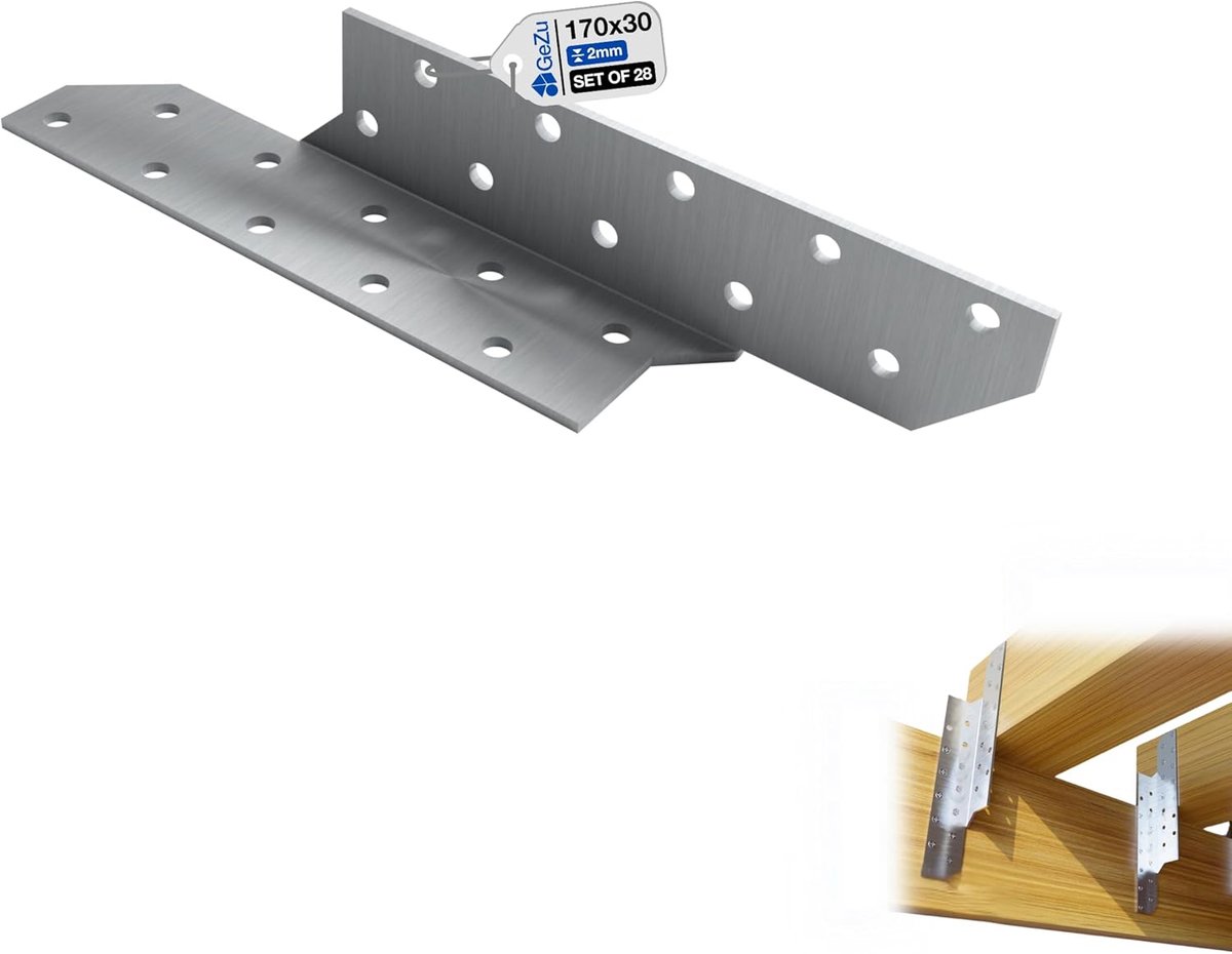 Daknokbevestiging Hout - Daknok fittingen - Houten Constructies - Versterking Balken - 30 x 170 mm - Verzinkt