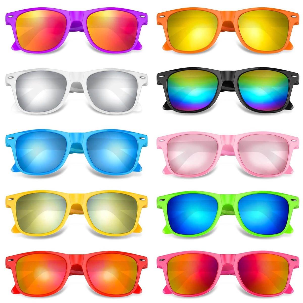 Dailygoods- Zonnebril Unisex - Upgrade Party Zonnebril - 10 Kleuren - Gespiegelde Lens - Feestaccessoire - Kwaliteit PP Materialen - Feestzonnebril