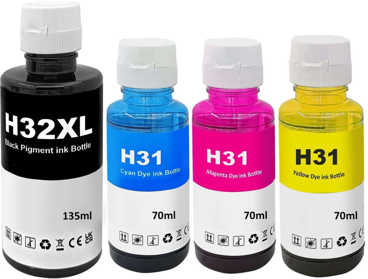 Dailygoods - Navulinkt Multipack Compatibel met HP 31 32XL - 4-Pack