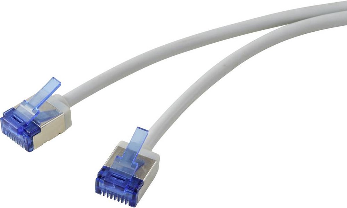 Renkforce RF-7116934 RJ45 Netwerk Netwerkkabel, patchkabel CAT 6A U/FTP 10.00 m Grijs Extreem dun 1 stuk(s)